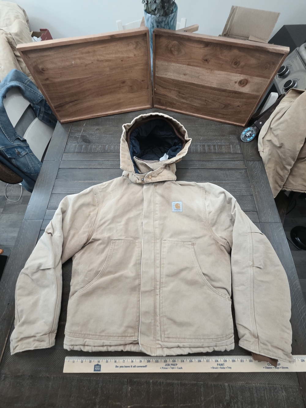 Carhartt Men's Hooded Puffer Jacket in Tan